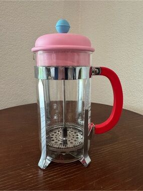 Bodum 7 2 French Press Glass Pink Red Blue 34oz 8 Cup Vintage Memphis Style